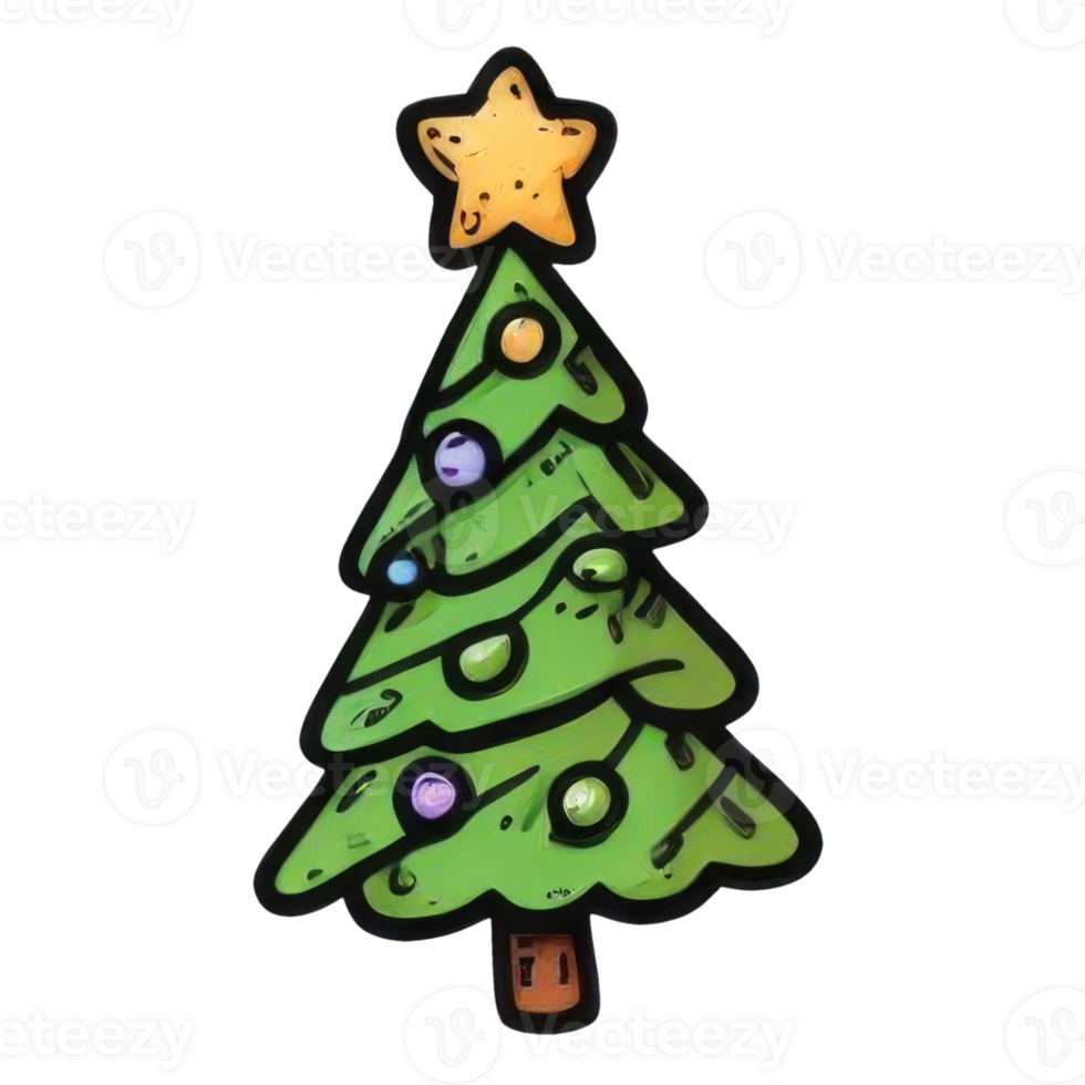 AI generated Christmas tree colored drawing AI generated png