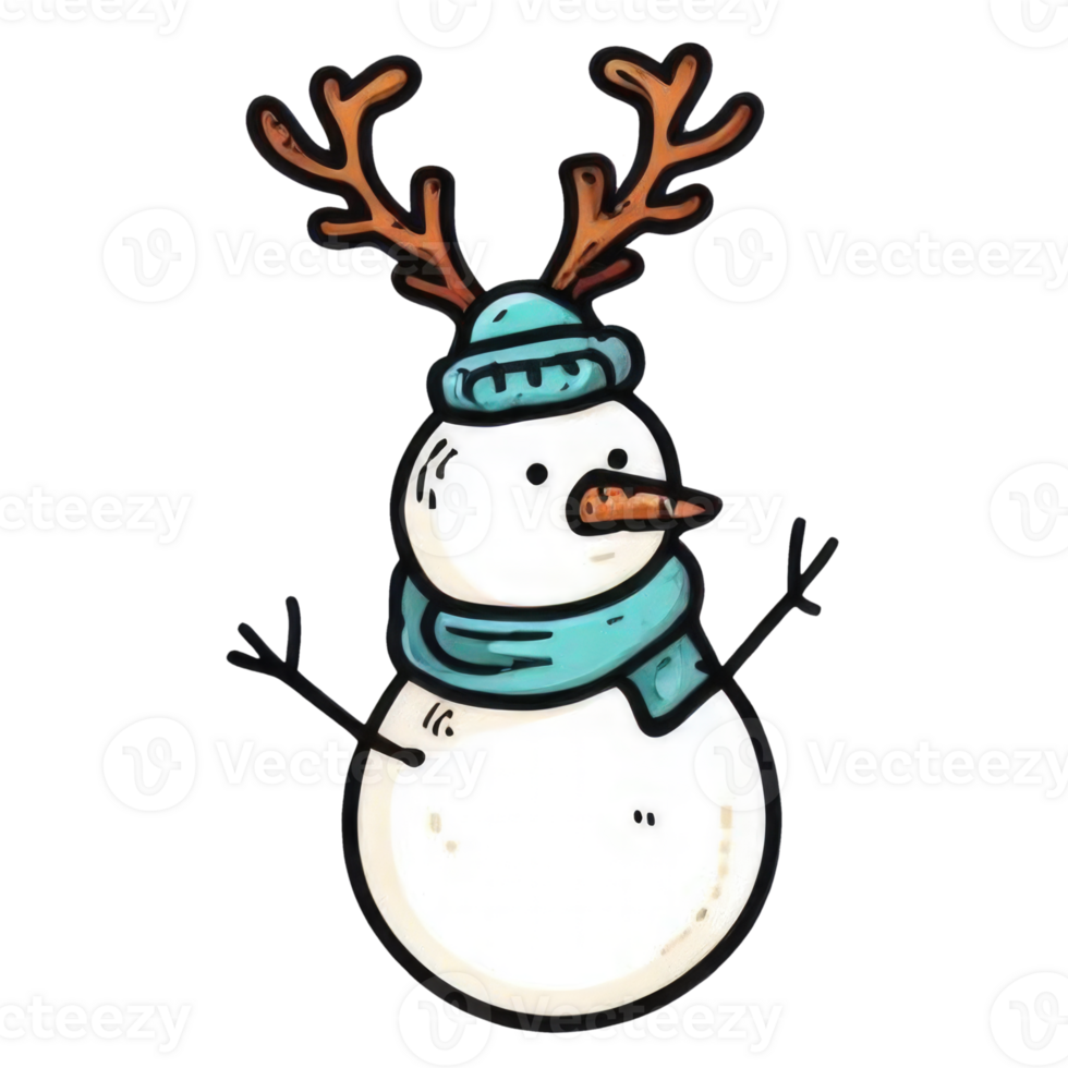AI generated snowman colored drawing AI generated png