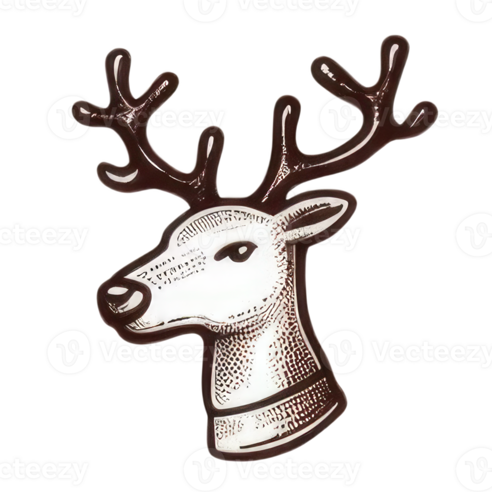 AI generated Christmas reindeer black and white drawing AI generated png