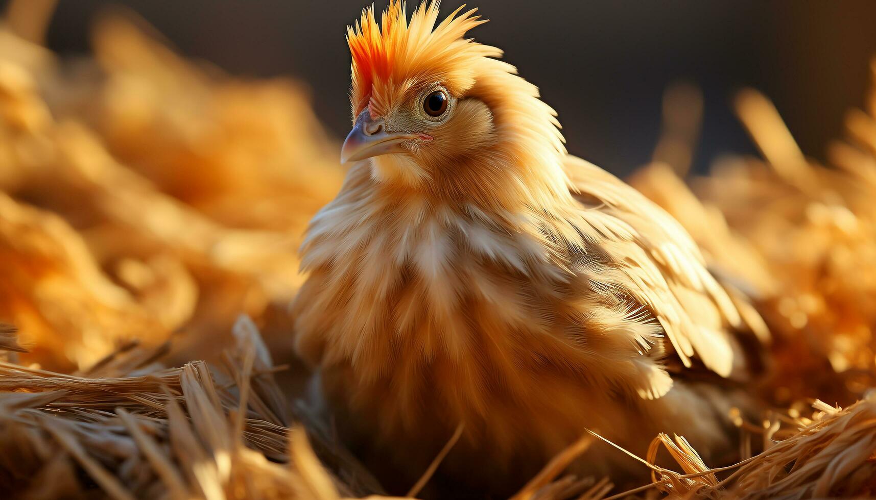 AI generated Cute duckling with fluffy feathers standing, looking at camera generated by AI photo