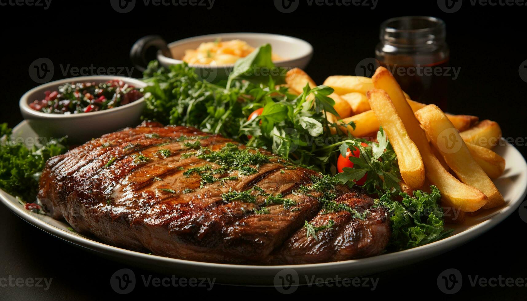 ai generado frescura en plato sano gastrónomo comida con A la parrilla vegetales generado por ai foto