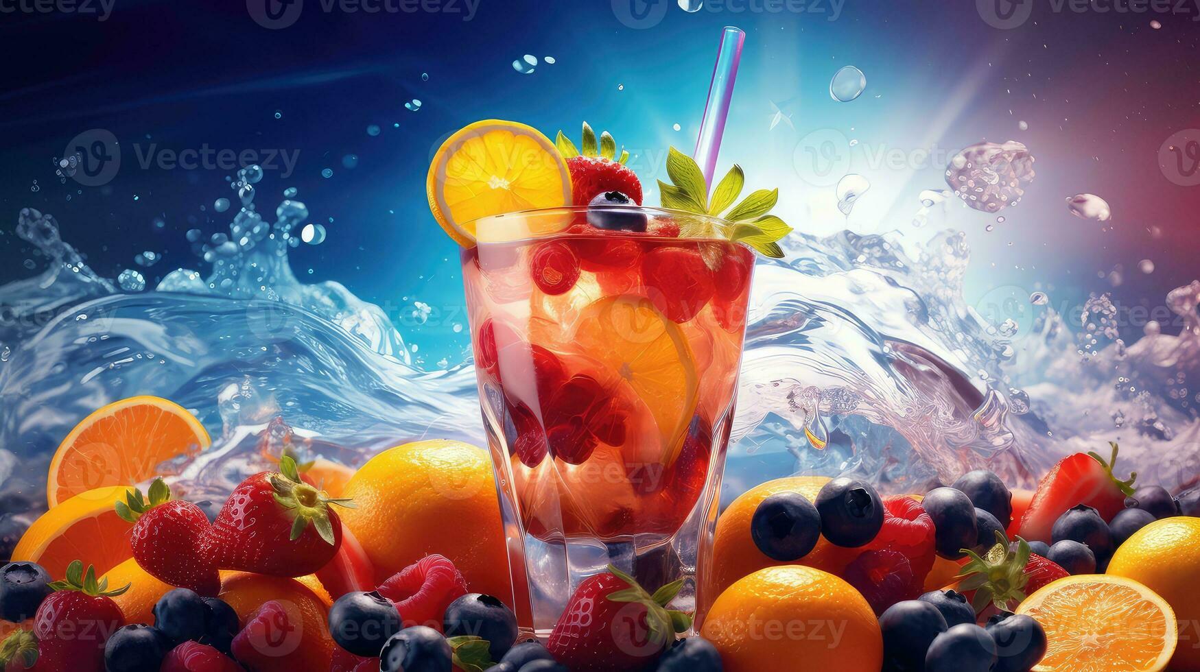 ai generado jugo Fruta cóctel bebida agrios ai generado foto