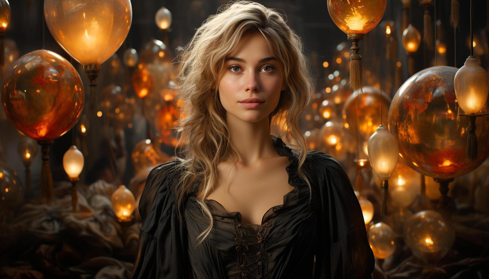 AI generated Young woman with long brown hair smiling at the camera generated by AI photo