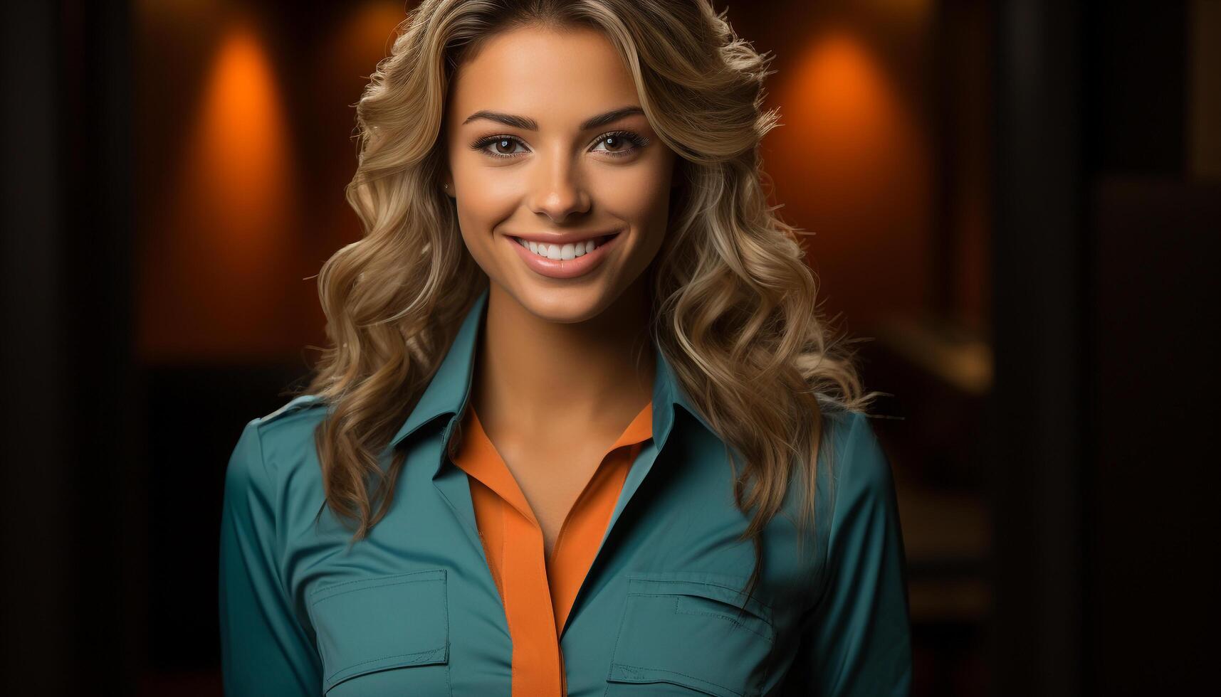 AI generated Confident man in casual clothing, smiling, looking at camera generated by AI photo