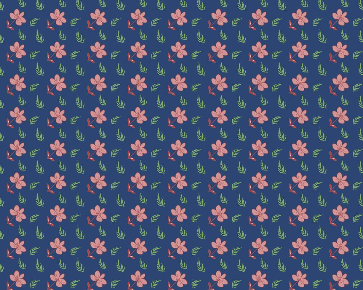 rosado floral modelo en un oscuro azul antecedentes vector