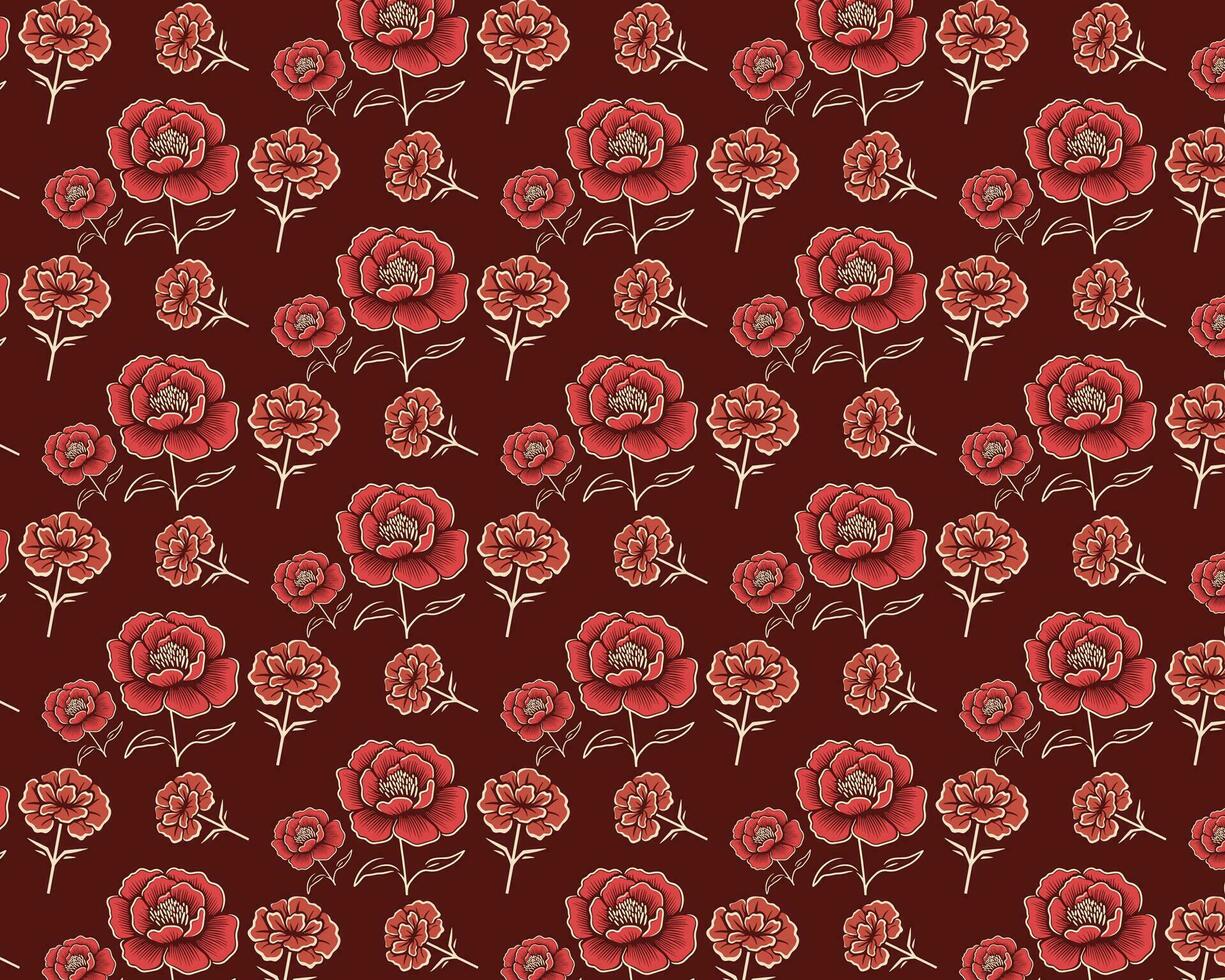 Dark Background with Red Floral Pattern vector