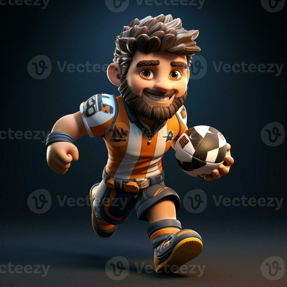 AI generated 3d cartoon football player photo