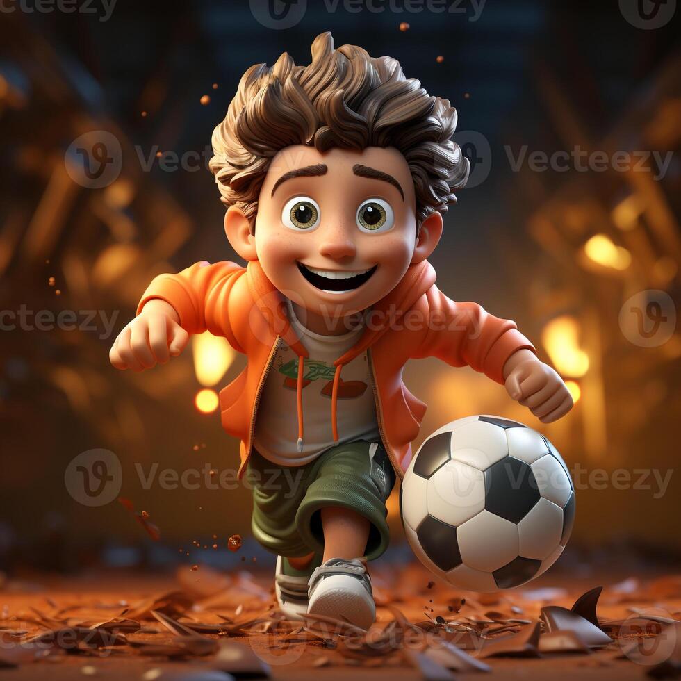 ai generado 3d dibujos animados fútbol americano jugador foto