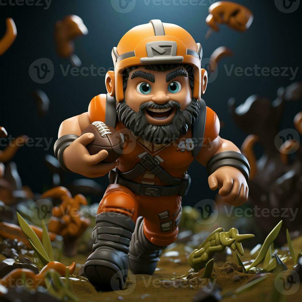 AI generated 3d cartoon football player photo