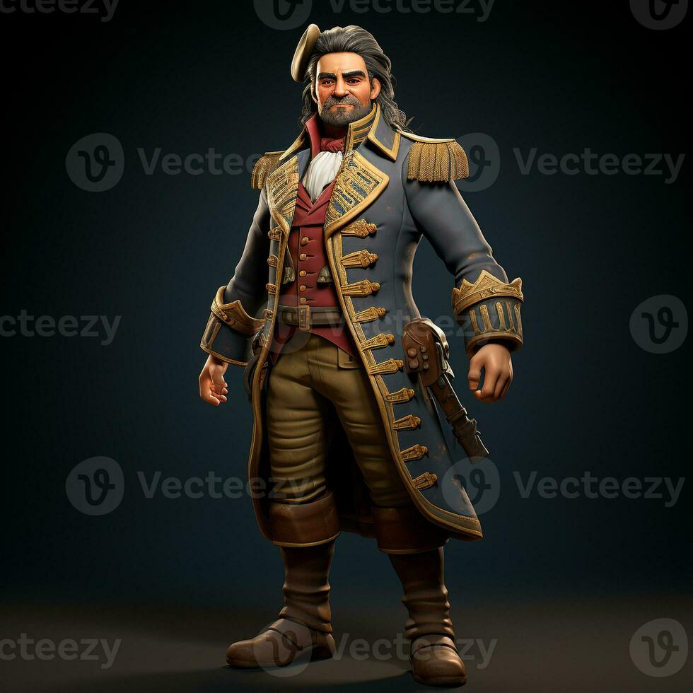 AI generated 3D cartoon of a captain photo