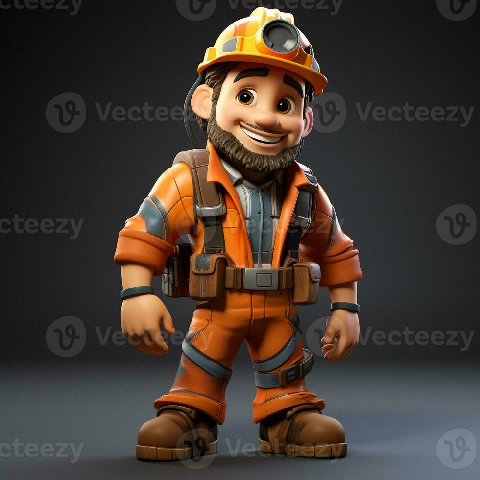 AI generated 3D cartoon of a construction worker photo