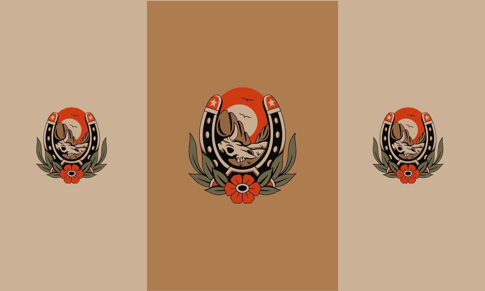 head cow skull vector flat design