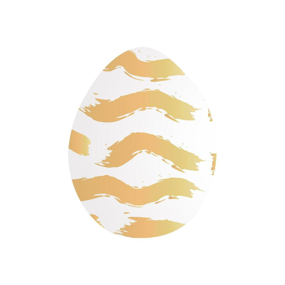 huevo para Pascua de Resurrección oro negrita ondulado a rayas. blanco huevos con un grunge oro modelo para un invitación tarjeta o tarjeta postal o bandera. vector