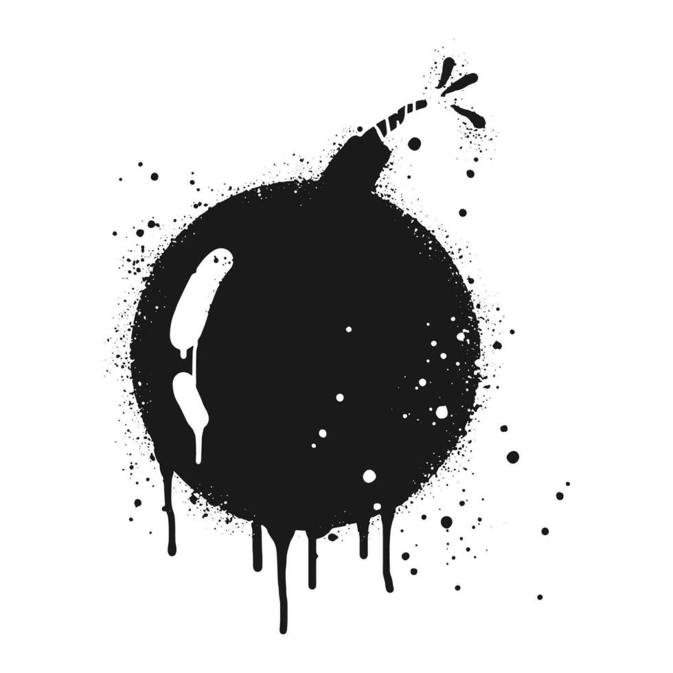 bomba símbolo. rociar pintado pintada bomba icono en negro terminado blanco. aislado en blanco antecedentes. vector ilustración