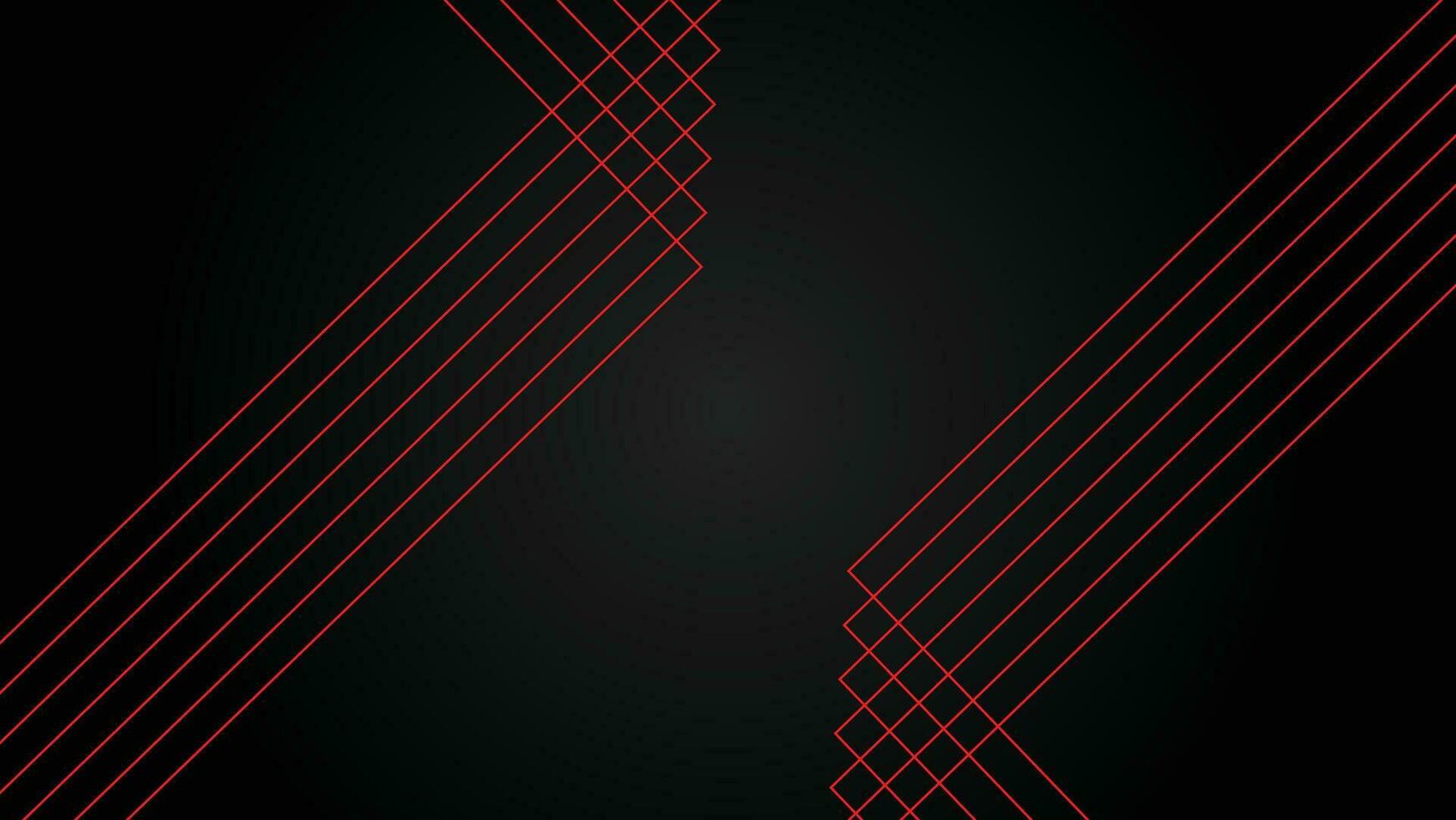 Dark futuristic wide abstract banner background with red lines pattern vector illustration
