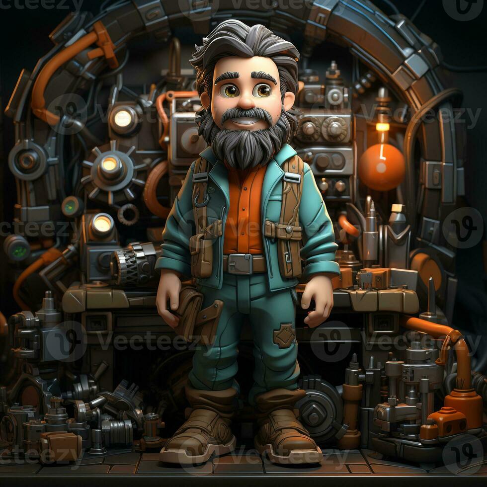 AI generated 3D cartoon of a machinist photo