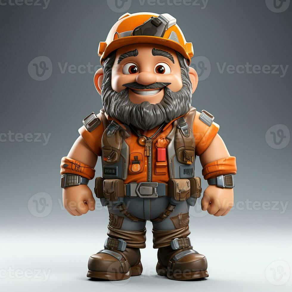 AI generated 3D cartoon of a miner photo