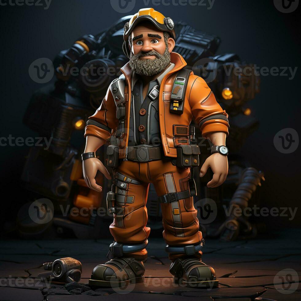 AI generated 3D cartoon of a miner photo