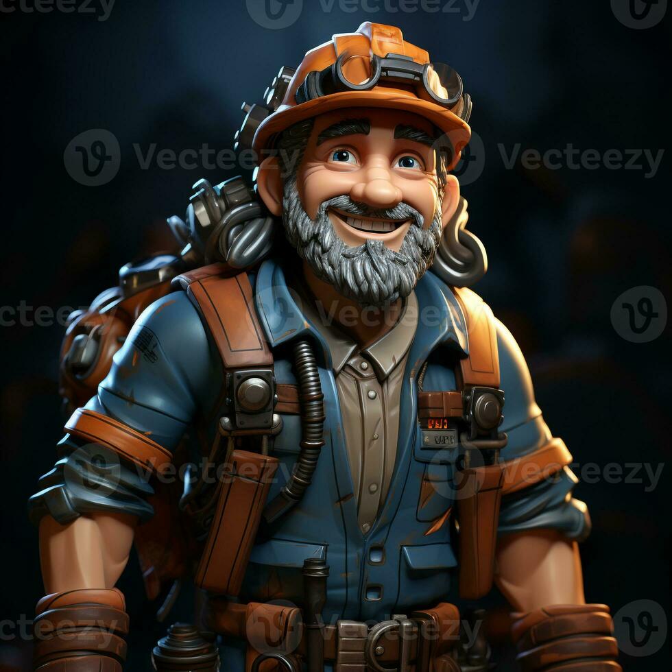 AI generated 3D cartoon of a miner photo