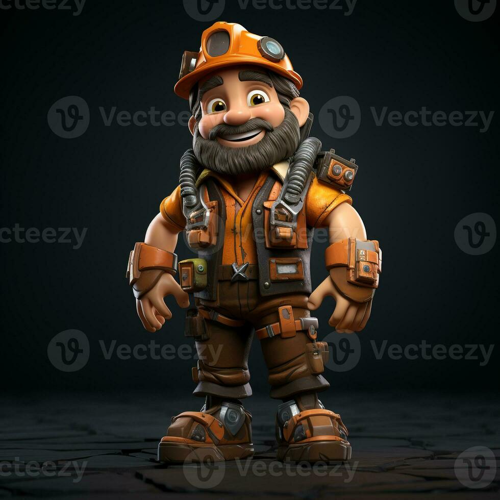 AI generated 3D cartoon of a miner photo