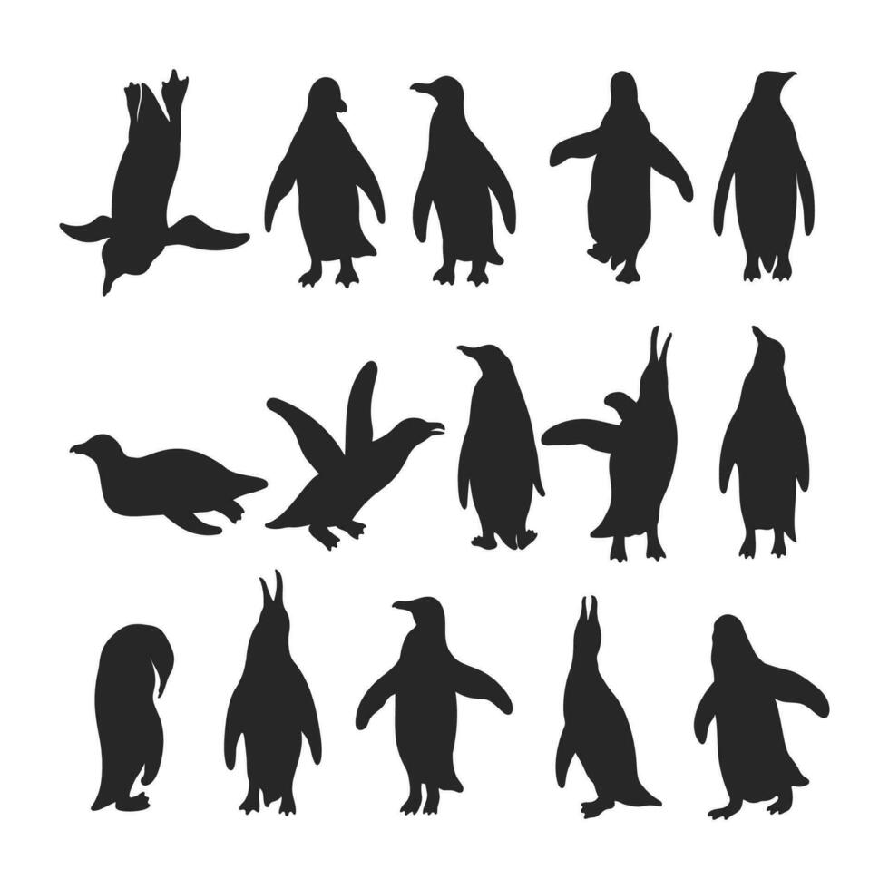 antártico pingüino silueta ilustración, vector pingüino en blanco antecedentes