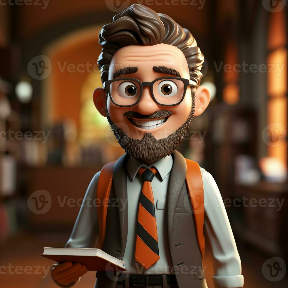 AI generated 3D cartoon of a teacher photo