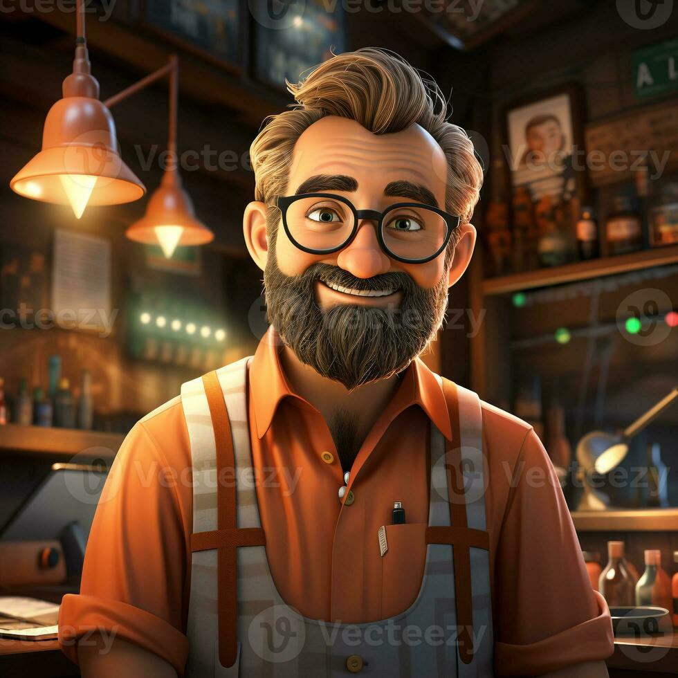 AI generated 3D cartoon of a trader photo