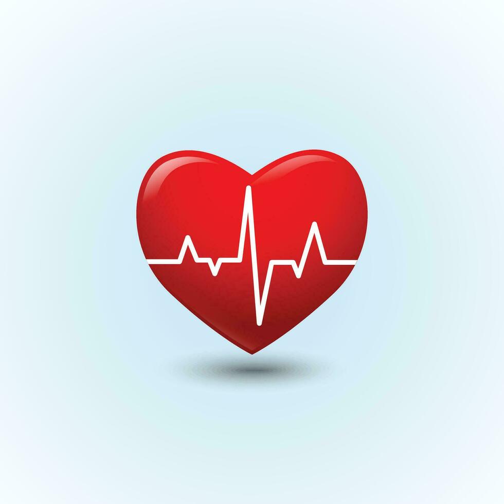 3d red heart with white pulse line. heartbeat or cardiogram for healthy care, pulse beat measure, cardiac assistance, medical healthcare 3d concept. 3d medical health vector icon render illustration