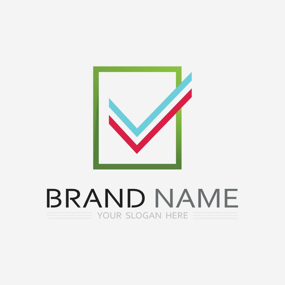 check mark symbol and logo icon vector