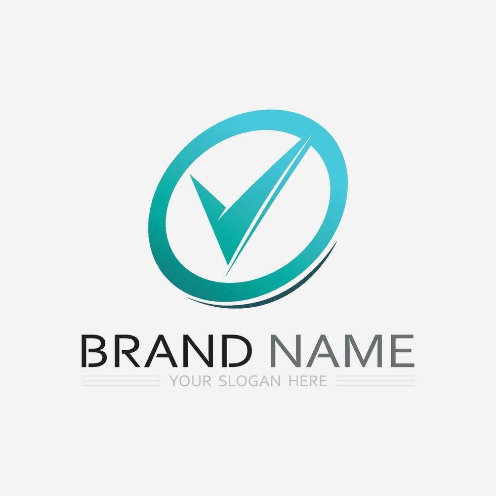 check mark symbol and logo icon vector