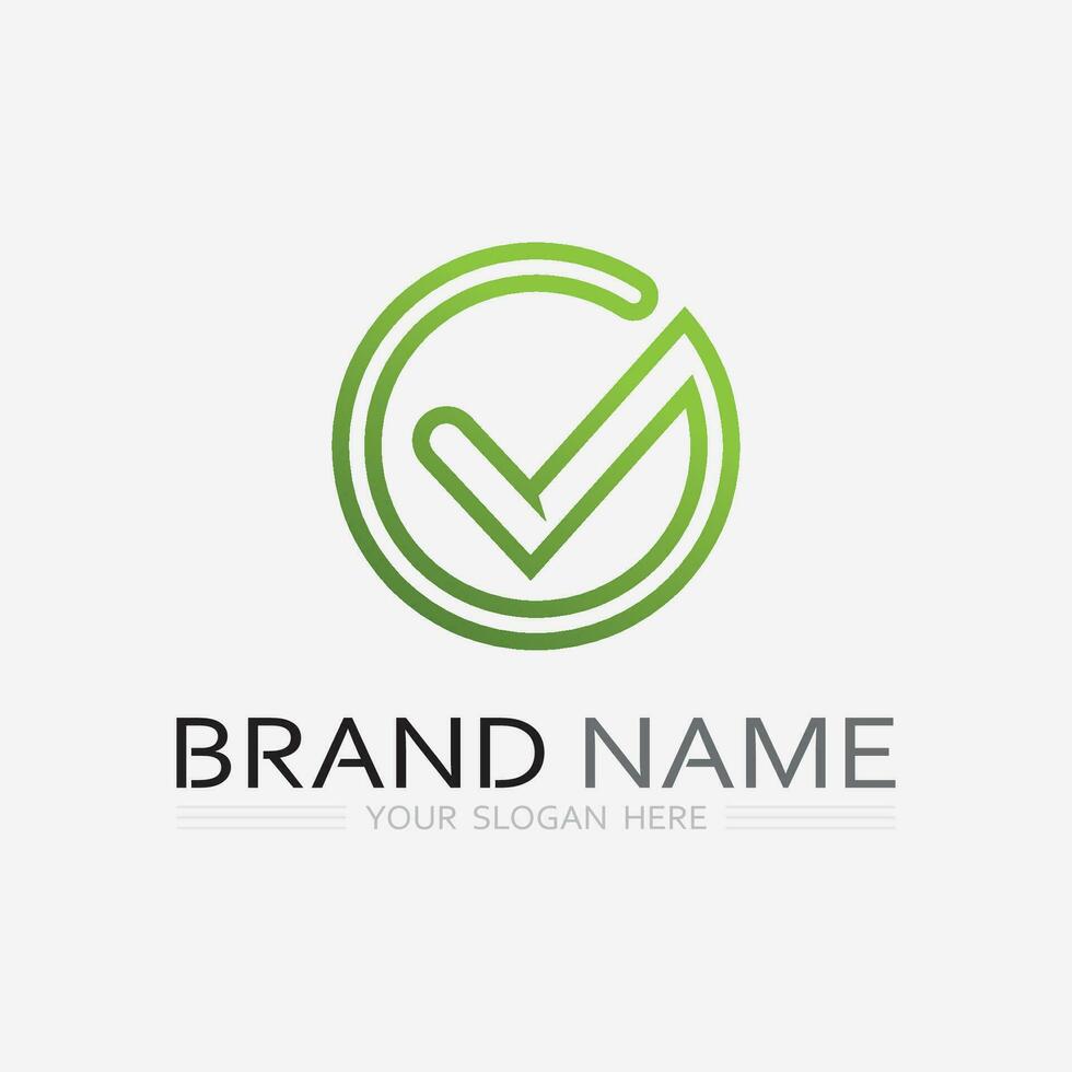 check mark symbol and logo icon vector