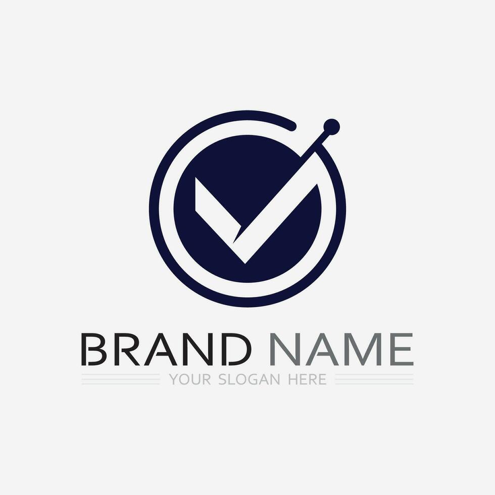check mark symbol and logo icon vector