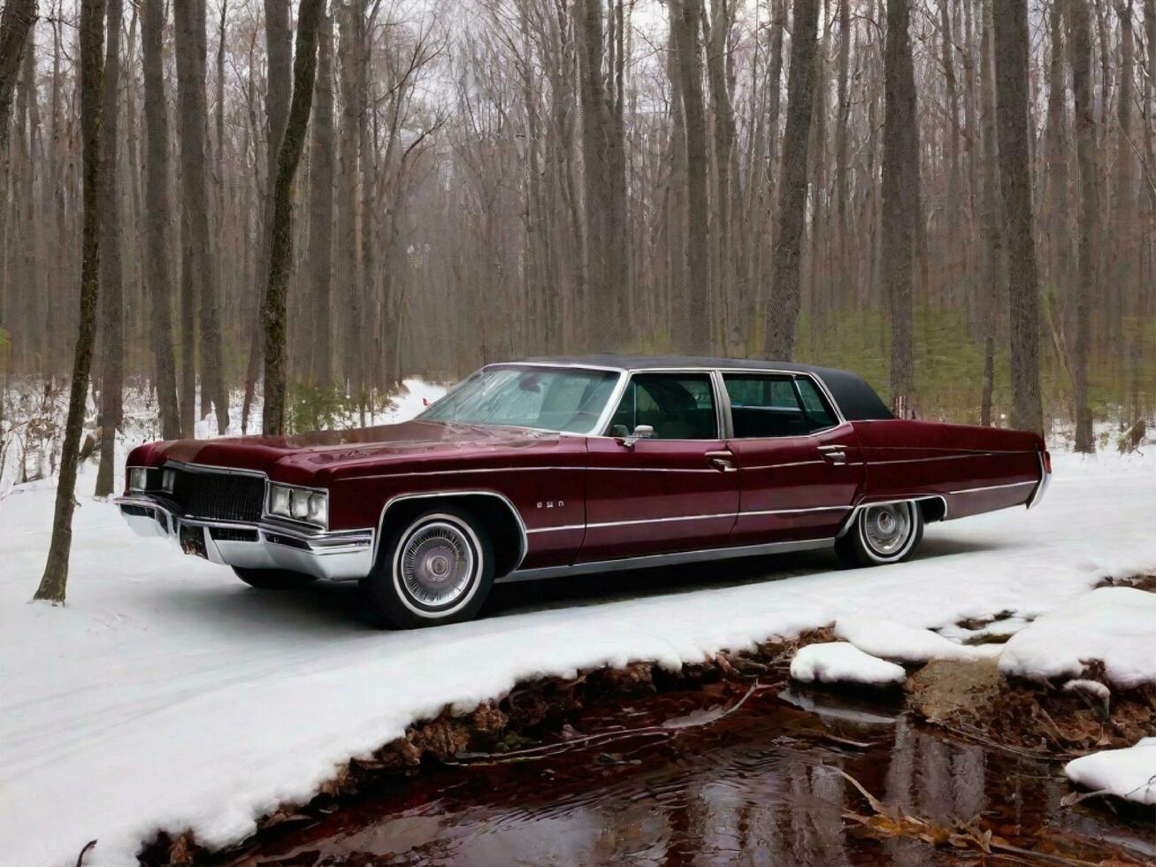 AI generated Dark Red Old Car photo