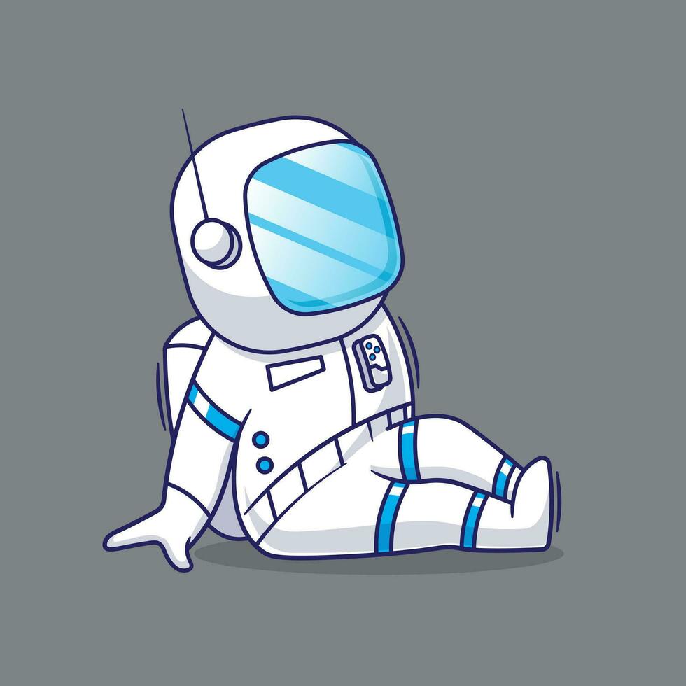 Flat design vector sitting astronaut cartoon. science technology element set