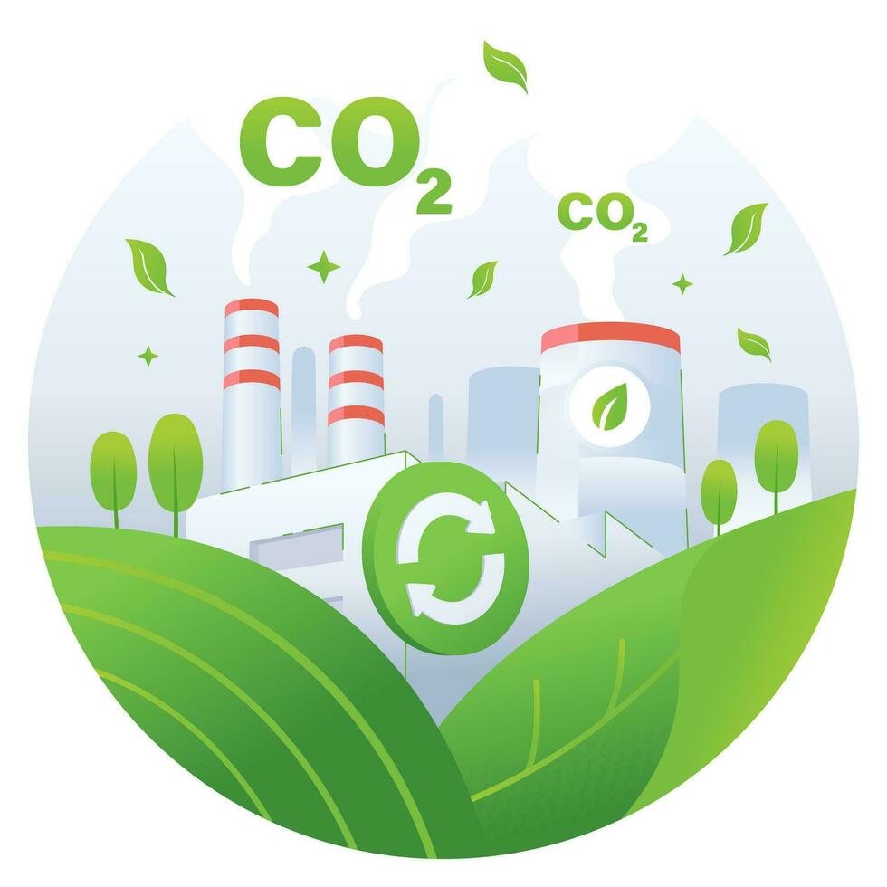 Carbon credit concept illustration, CO2 emission reduction from factory and industrial vector