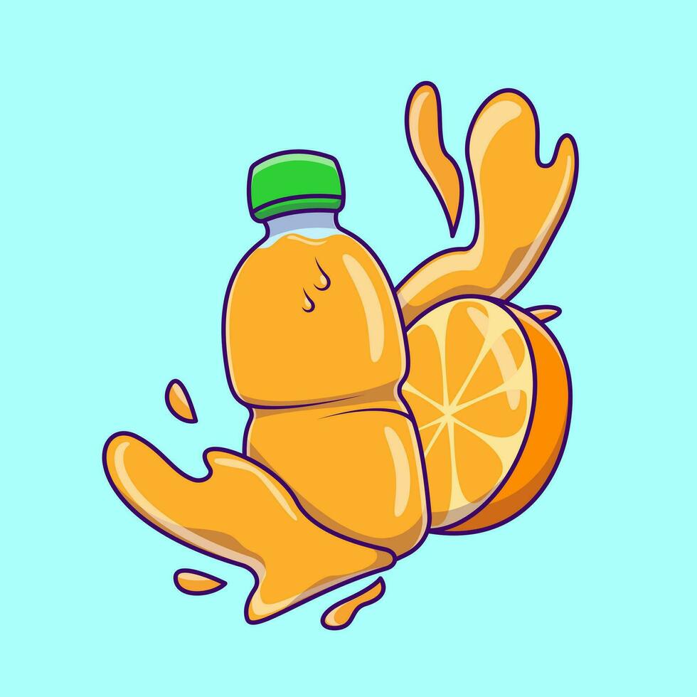 Orange Juice Bottle Cartoon Vector Icons Illustration. Flat Cartoon Concept. Suitable for any creative project.