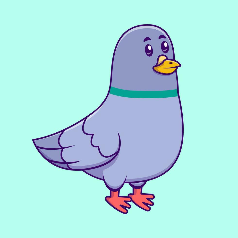 Cute Pigeon Bird Cartoon Vector Icons Illustration. Flat Cartoon Concept. Suitable for any creative project.