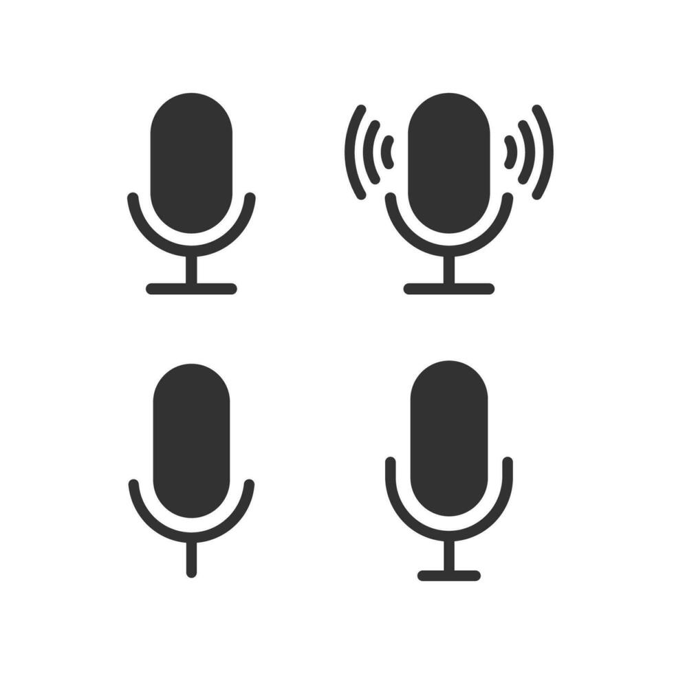 micrófono vector icono colocar. podcast icono vector. voz vector icono registro. micrófono grabación estudio símbolo. retro micrófono icono