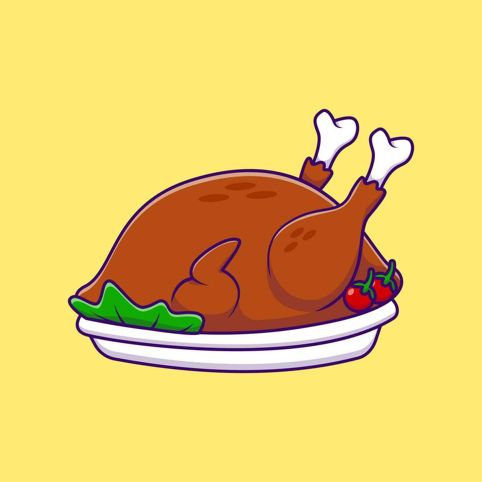 Grilled Chicken With Tomato And Lettuce Cartoon Vector Icons Illustration. Flat Cartoon Concept. Suitable for any creative project.