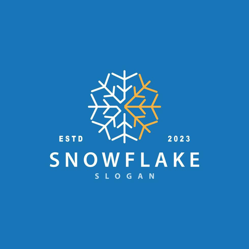 Snowflake Logo, Winter Season Design Frozen Ice Simple Model for Products and Technology vector