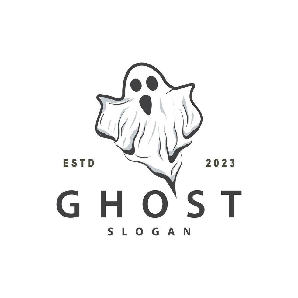 Spooky Fly Ghost Logo Simple Minimalist Vintage Scary Halloween Design vector