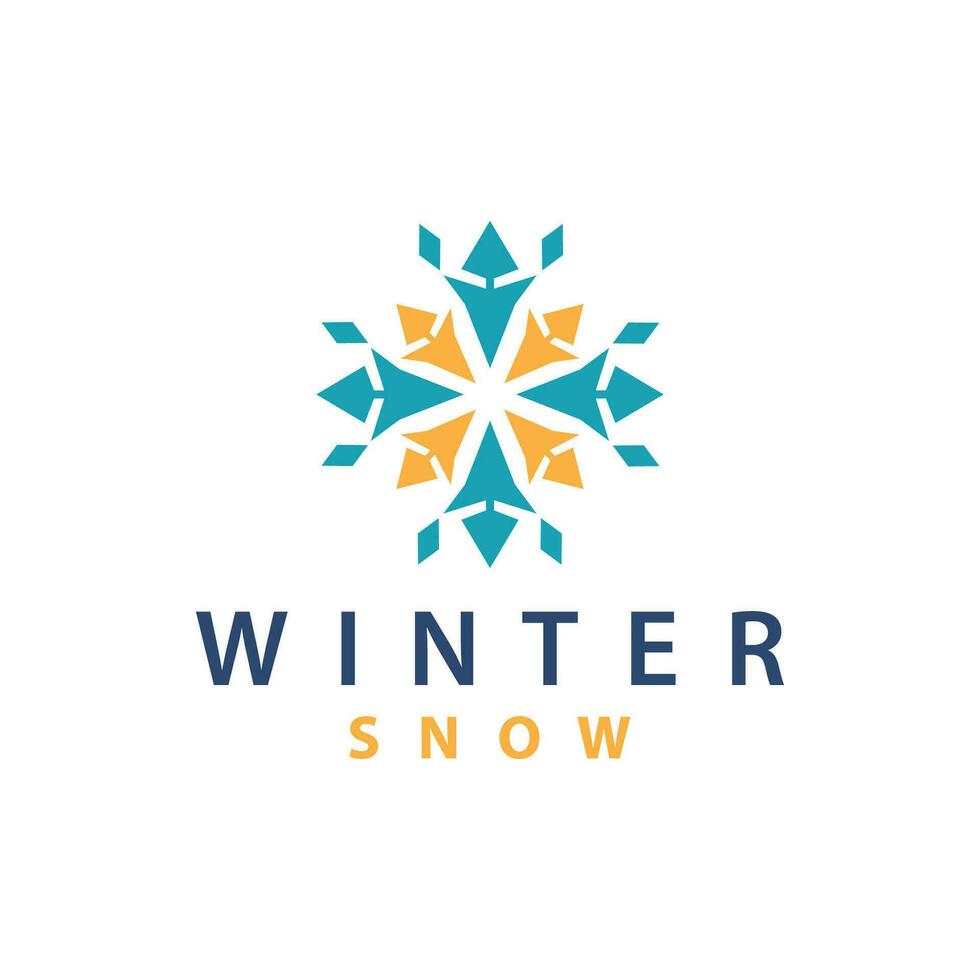 Snowflake Logo, Winter Season Design Frozen Ice Simple Model for Products and Technology vector