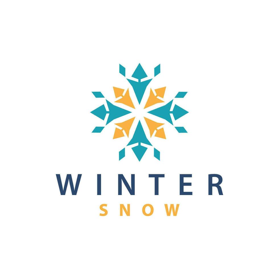 Snowflake Logo, Winter Season Design Frozen Ice Simple Model for Products and Technology vector