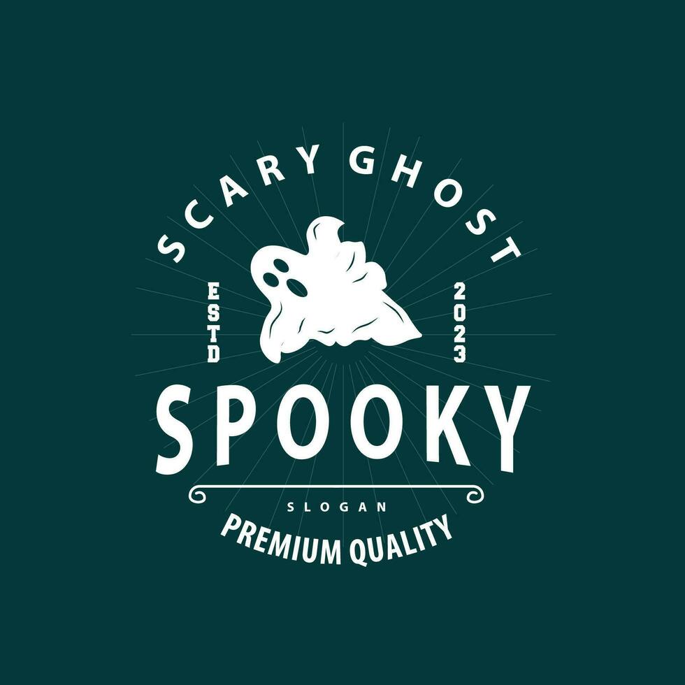 Spooky Fly Ghost Logo Simple Minimalist Vintage Scary Halloween Design vector
