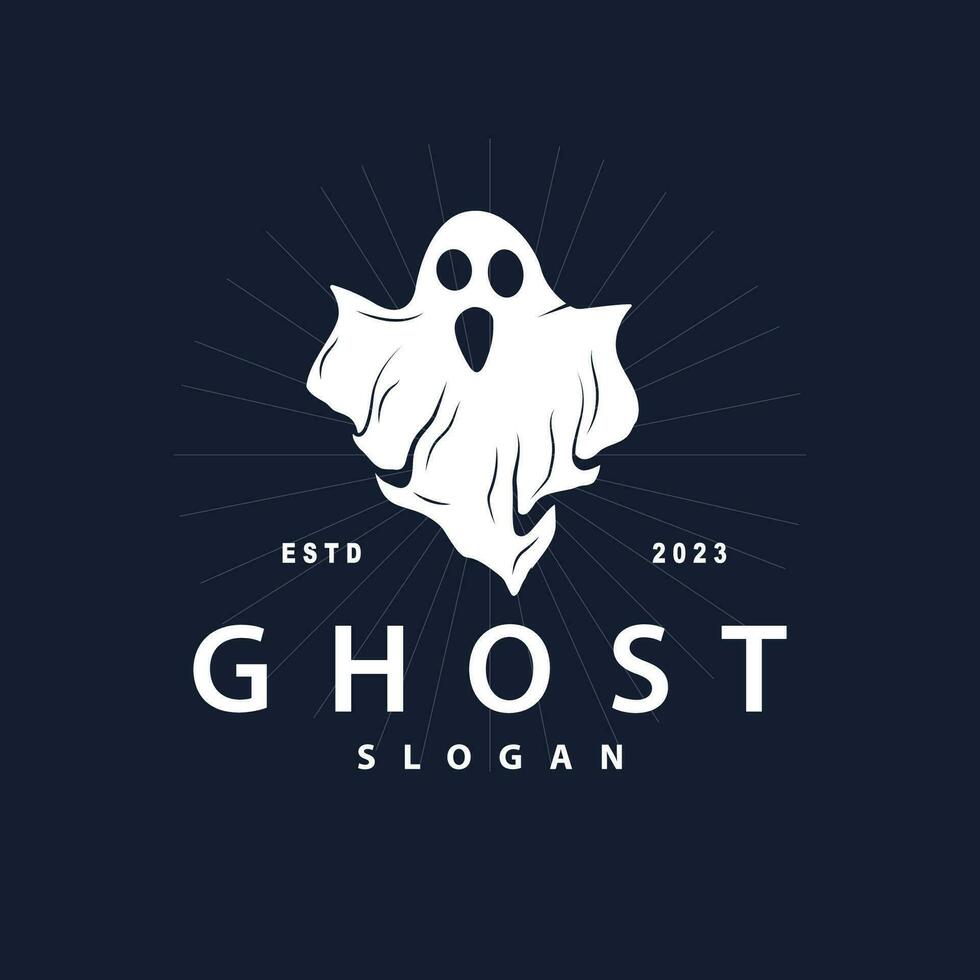 Spooky Fly Ghost Logo Simple Minimalist Vintage Scary Halloween Design vector