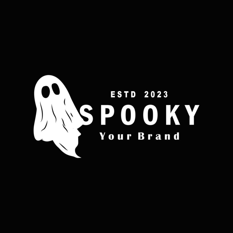 Spooky Fly Ghost Logo Simple Minimalist Vintage Scary Halloween Design vector