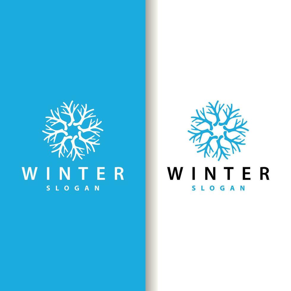 Snowflake Logo, Winter Season Design Frozen Ice Simple Model for Products and Technology vector