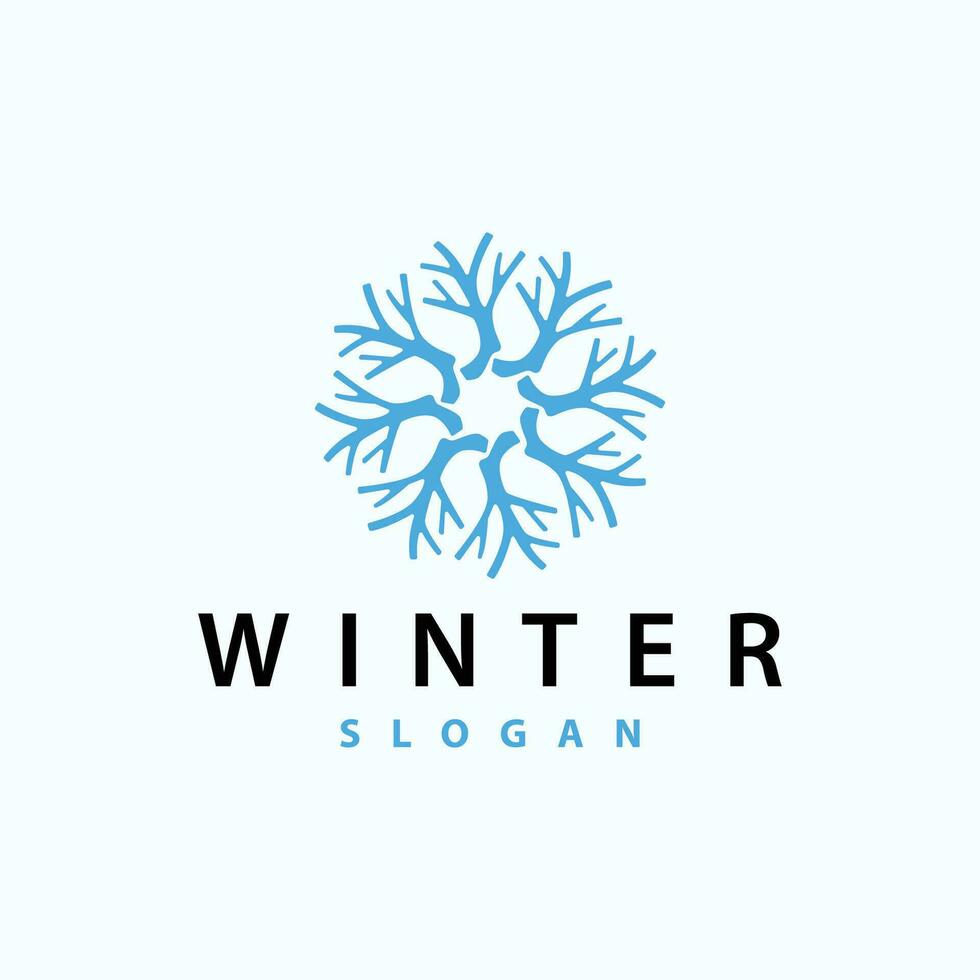 Snowflake Logo, Winter Season Design Frozen Ice Simple Model for Products and Technology vector