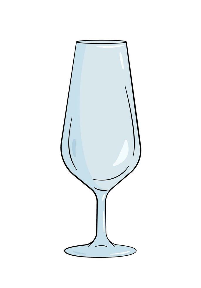 Empty champagne glass. Cartoon. Vector illustration