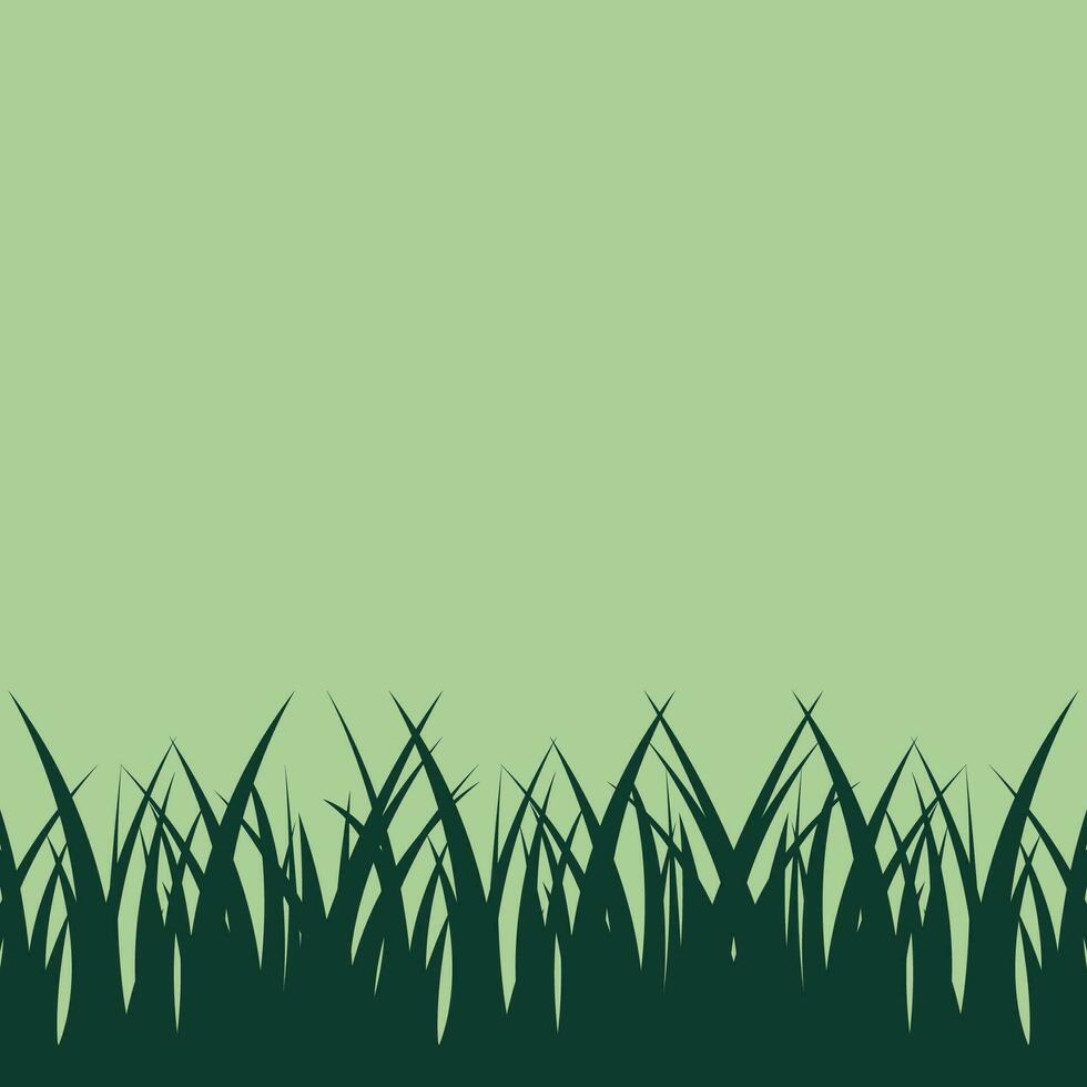 Background of silhouettes of green grass in a flat style. vector